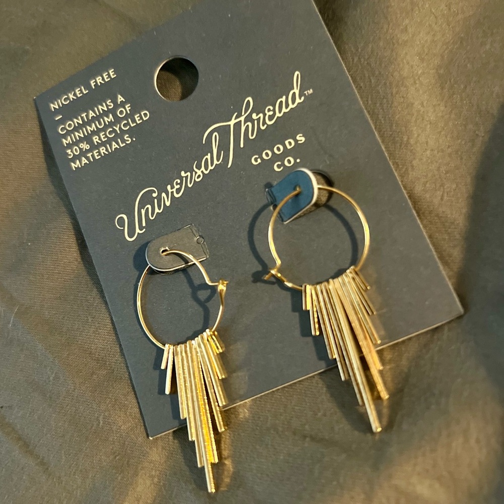 Universal Thread Gold Fringe Hoop Earrings
